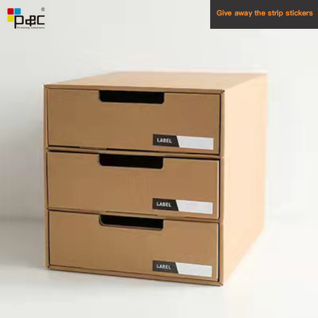 P&C - Kraft Flat Box File Rack 3 Layer 3 Draw Box Sliding Storage Drawer Packaging Box Paper display and storage box