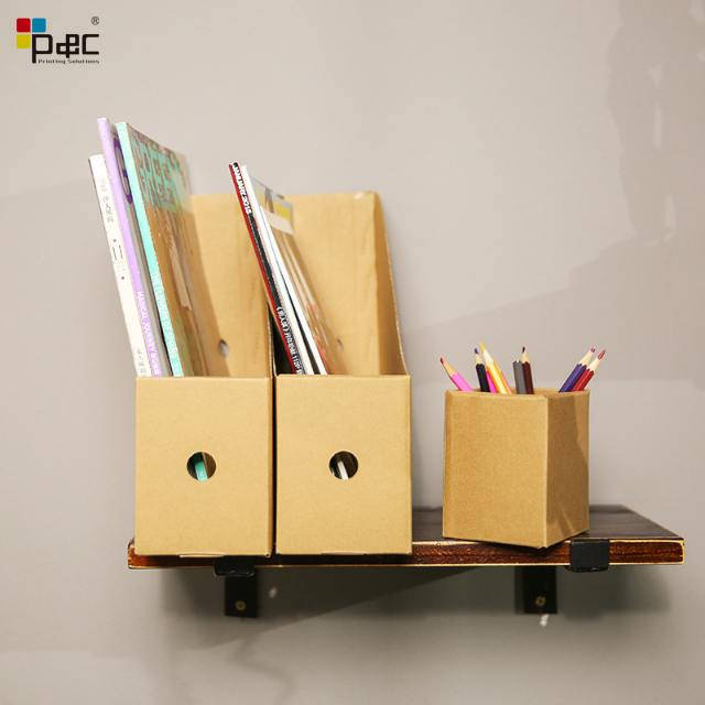Wholesale Kraft Paper Pen Storage box Brown Eco-friendly Recycled Paper Pen Holder For Desk Paper display and storage