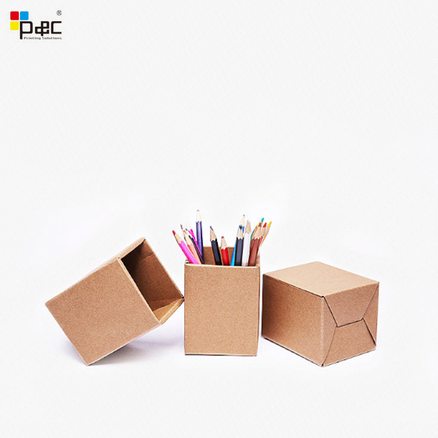 Wholesale Kraft Paper Pen Storage box Brown Eco-friendly Recycled Paper Pen Holder For Desk Paper display and storage