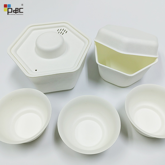P&C - Degradable Cane Pulp Material Portable Disposable Travel Tea Cup Tea Box Paper Tea Set Paper pulp