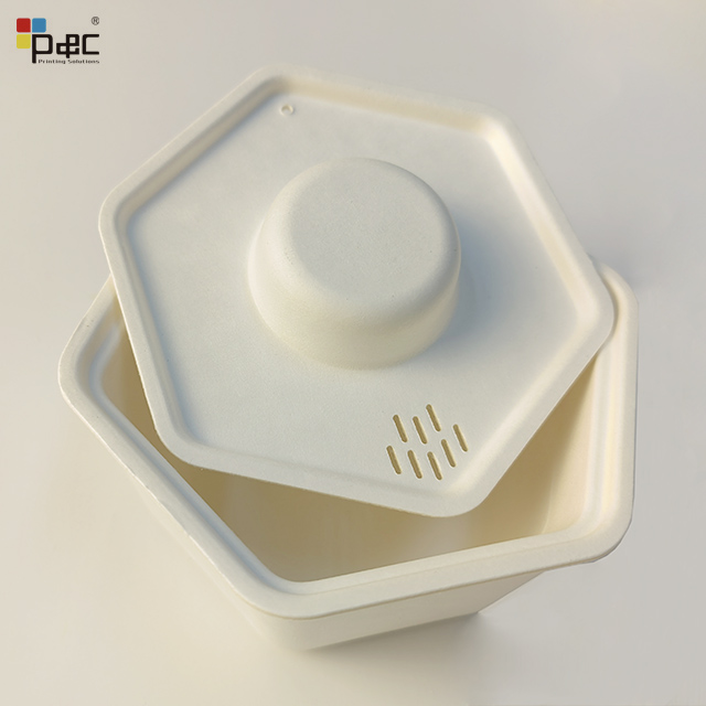Degradable Tea Cup Pulp Material Portable Disposable Travel Tea Box Paper China Tea Set Paper Pulp Blister