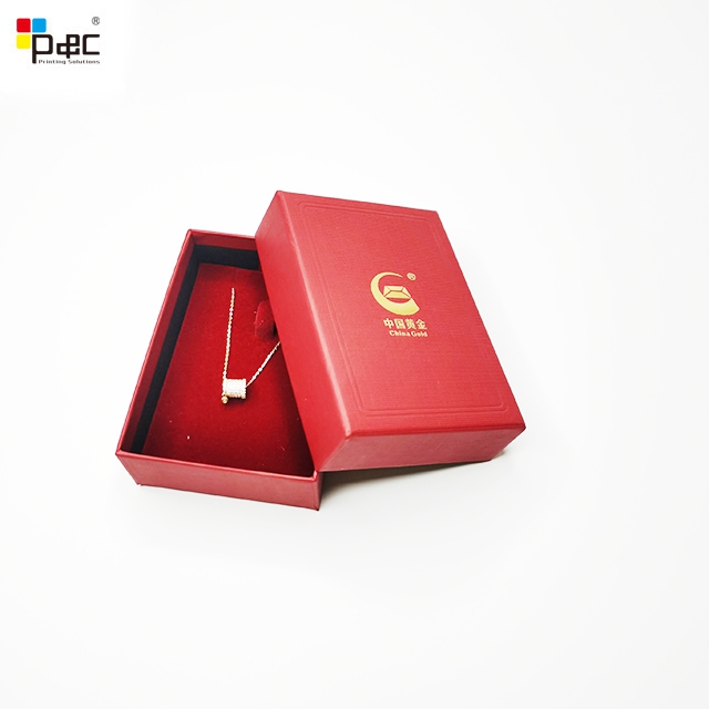 Custom Paper gift box Red Jewelry Boxes necklace Packaging lid and base Box with custom logo manufacturers From China