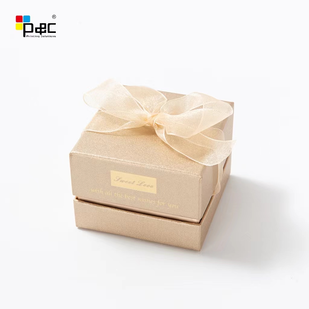 Factory price ribbon bow gift box lid and base cover jewelry packaging box square retro and simple gift box