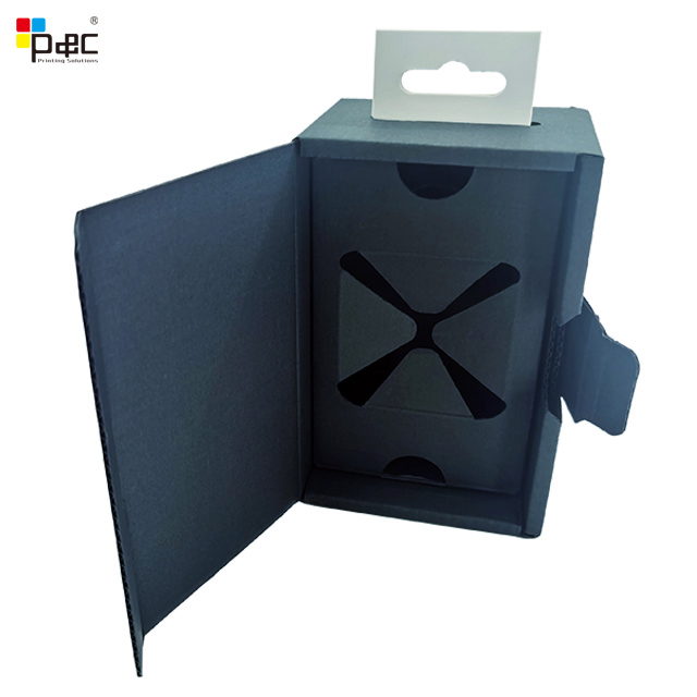 P&C - P&c Custom High Quality Paper Black Square Luxury Packaging Gift Box With Paper Handle Electronic Packaging Box