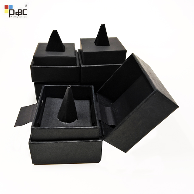 P&C - Black Boutique Jewelry Storage Box Ring Box With Velvety Lining For Wedding Gift Box