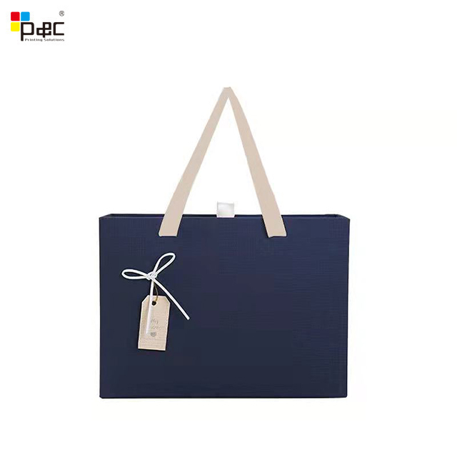 P&C - Wholesale Fancy Sliding Draw Packaging Box With White Ribbon Handle Customized Logo Jewelry Box paper bag