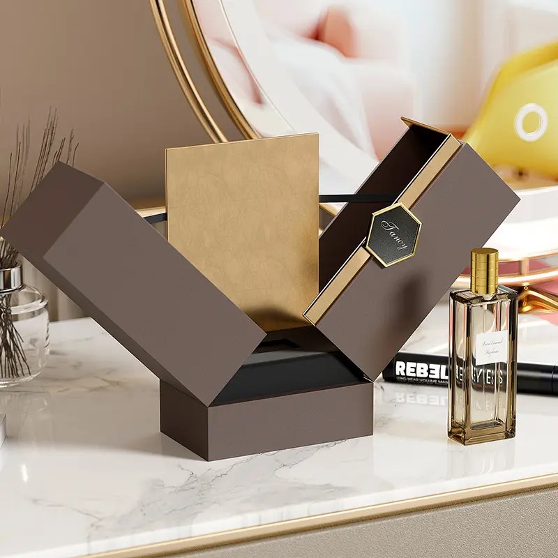 High-end perfume gift boxes supplier customized logo double door magnetic gift boxes for cosmetic