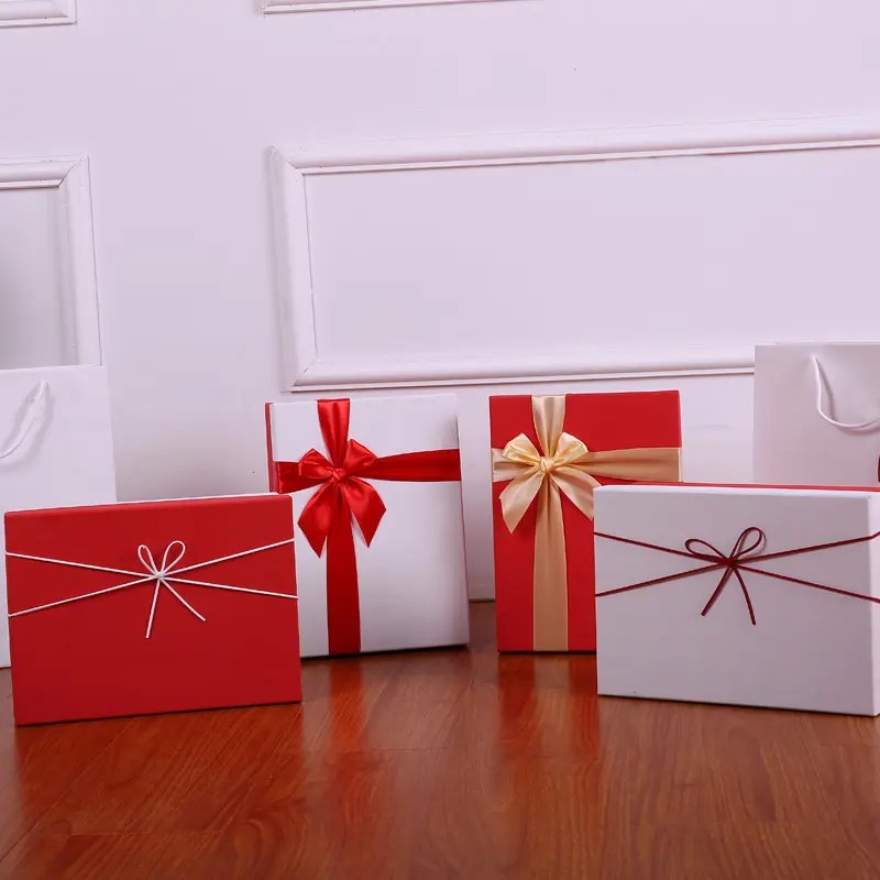 Cheap price red color gift boxes birthday gift wedding gift packaging paper boxes with custom logo