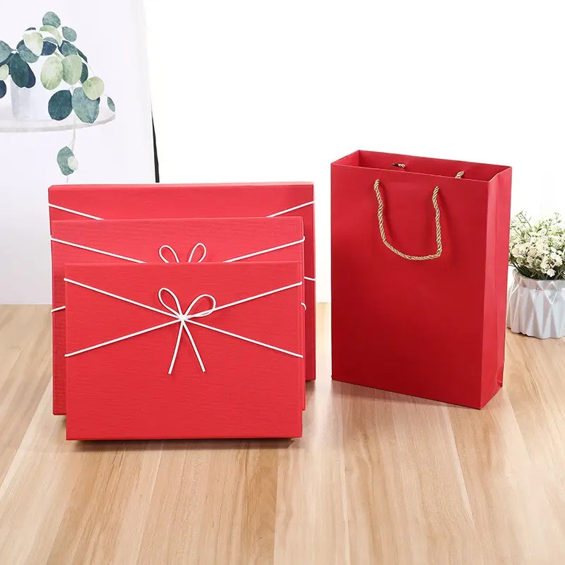 Cheap price red color gift boxes birthday gift wedding gift packaging paper boxes with custom logo