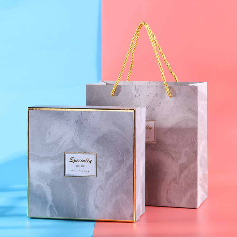 High quality cosmetic gift boxes custom printing lid and base rigid box marble pattern gift box