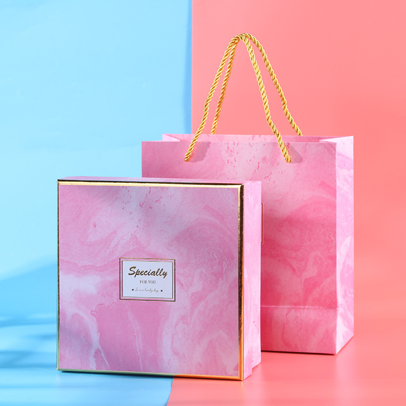 High quality cosmetic gift boxes custom printing lid and base rigid box marble pattern gift box