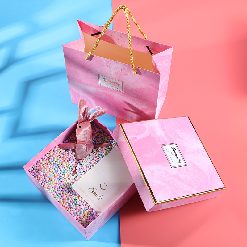 High quality cosmetic gift boxes custom printing lid and base rigid box marble pattern gift box