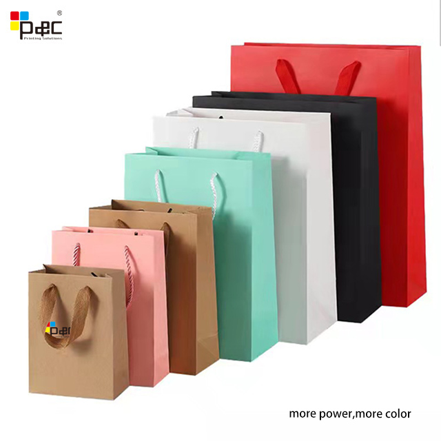 P&C - Promotional Various Durable Using Paper Custom Clothing Packaging Bags With Handle Ribbon Packaging paper bag