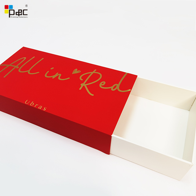 Factory Supply Gift Underwear Drawer Box Red Luxury Sliding Out Open Paper Packaging box for clothes