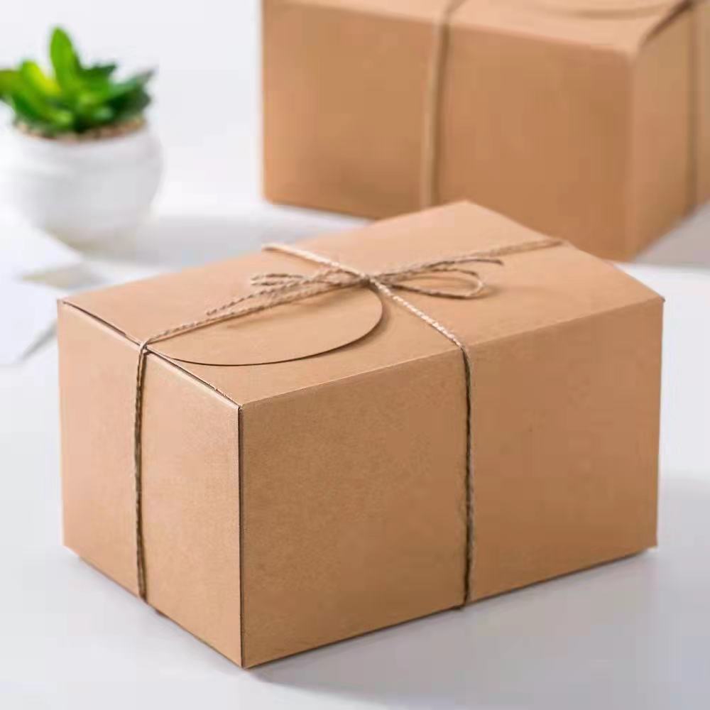 P&C - Kraft Paper Gift Box With Ribbon-xs Packaging Paper Present Box Gift Appliance Box
