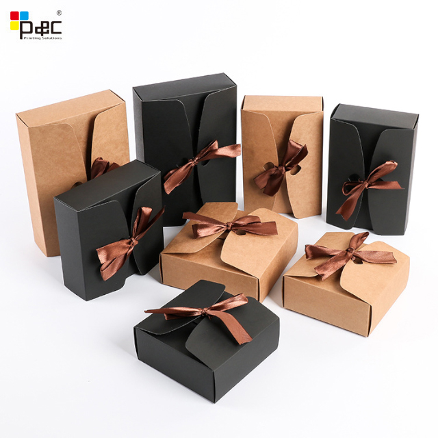 P&C - Kraft Paper Gift Box With Ribbon-xs Packaging Paper Present Box Gift Appliance Box