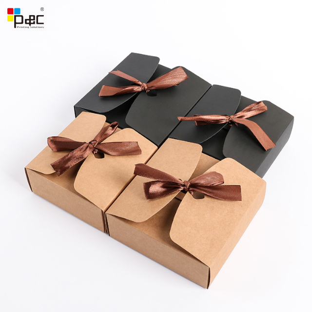 P&C - Kraft Paper Gift Box With Ribbon-xs Packaging Paper Present Box Gift Appliance Box
