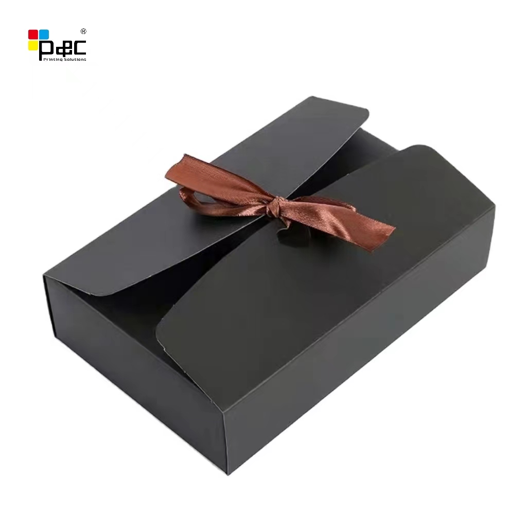 Gift Box With Ribbon Bow 350g Kraft Paper Black And Brown For Girl Friend Birthday Jewelry Box