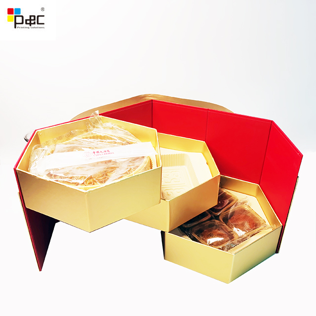 P&C - Three-tier gift box Wholesale Hexagon Box Custom Mooncake food packing box paper box packaging box