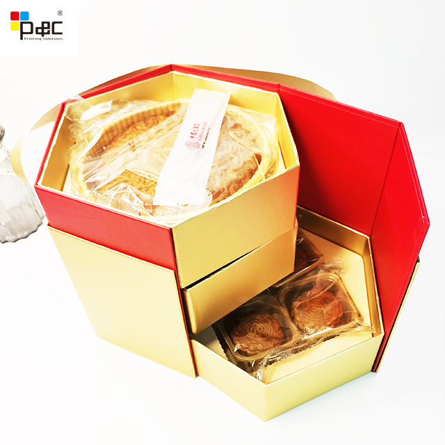 P&C - Three-tier gift box Wholesale Hexagon Box Custom Mooncake food packing box paper box packaging box