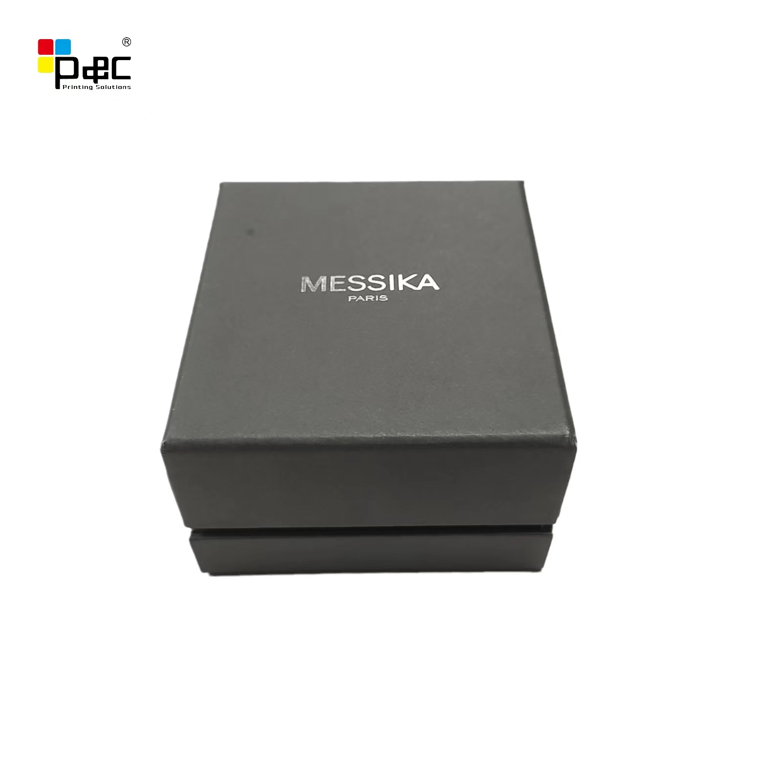 Custom logo packaging paper box black lid and base box jewerly packing gift box with silver hot stamping logo